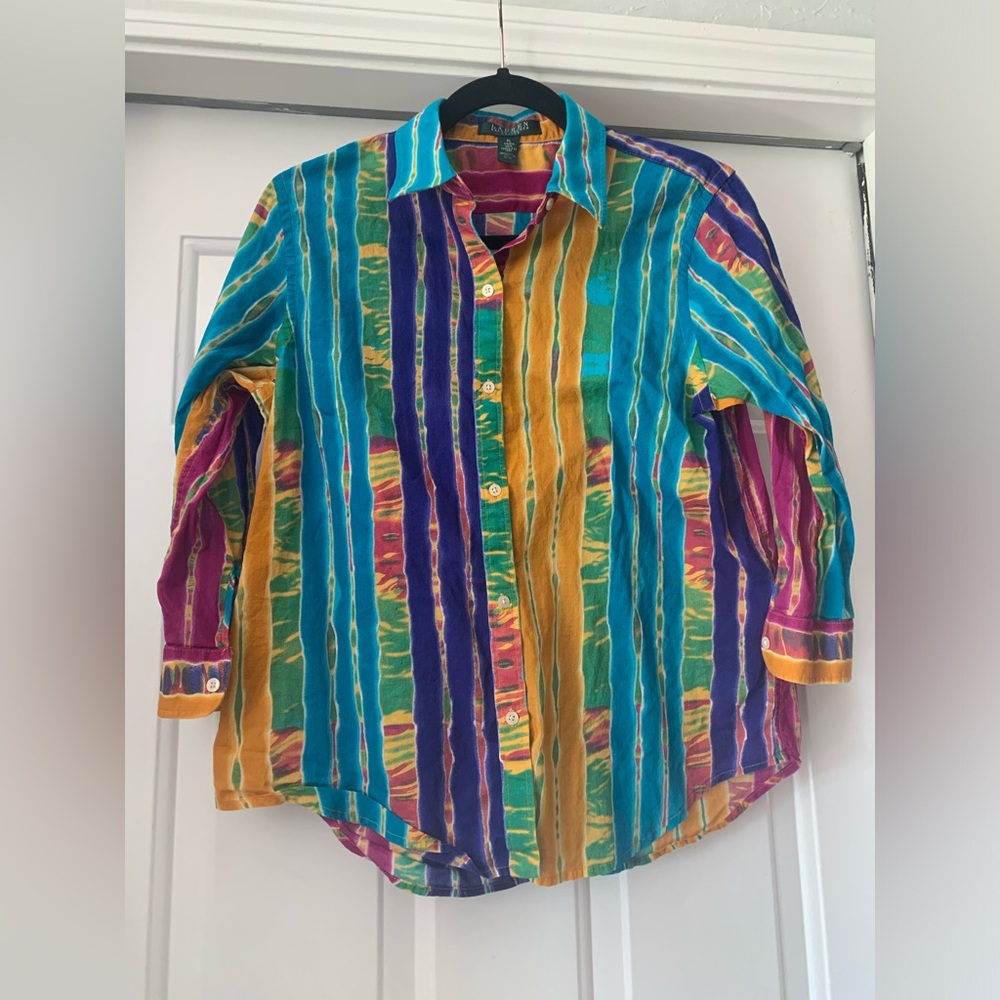 Women’s 100% cotton button down shirt size PL (petite L) Lauren by Ralph Lauren